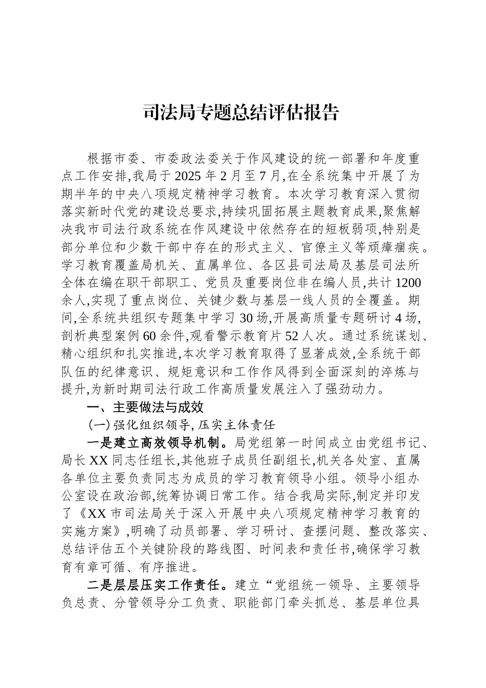 司法局专题总结评估报告_第1页