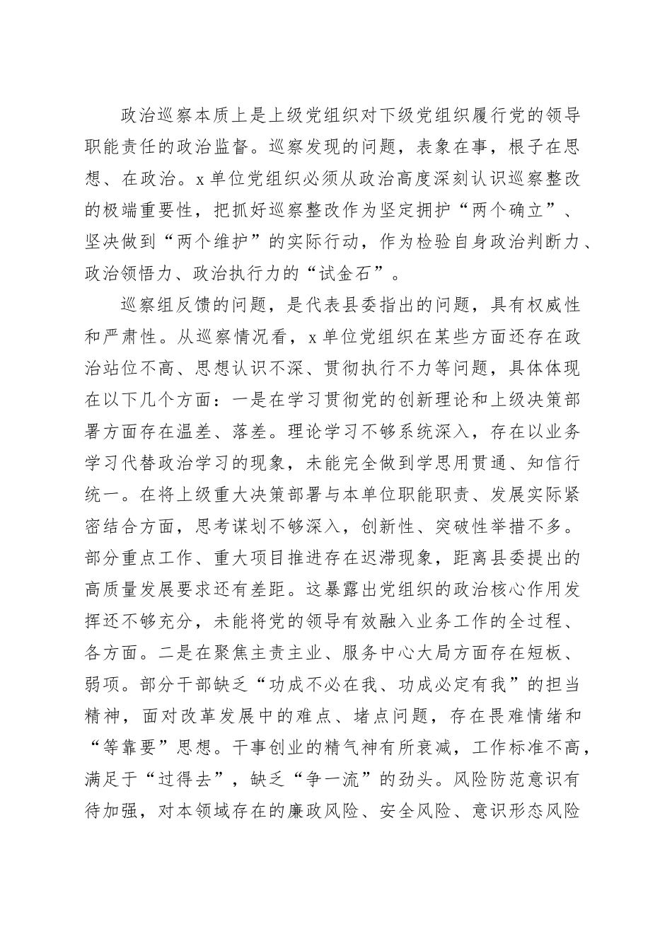 在2025年县委巡察党组织反馈会议上的讲话_第2页
